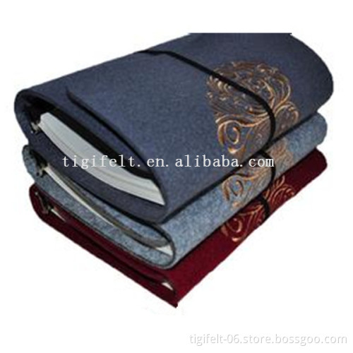 Embroidery designs felt note book with bungee